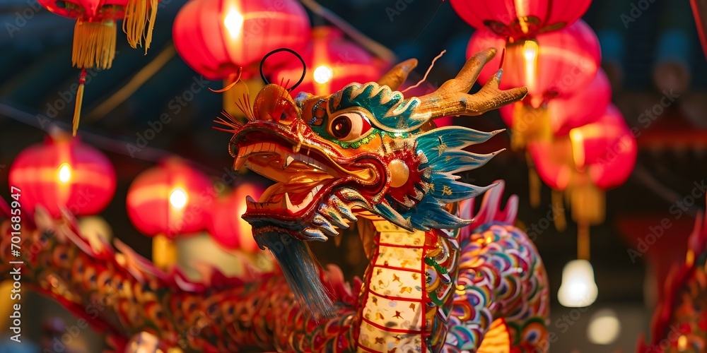 Fototapeta premium Traditional Chinese dragon lunar new year celebration year of the dragon - Generative ai