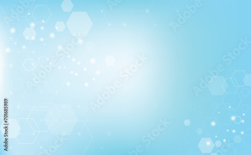 Health and science medical innovation concept. Abstract geometric futuristic background from hexagons, pattern light blue radiant background.