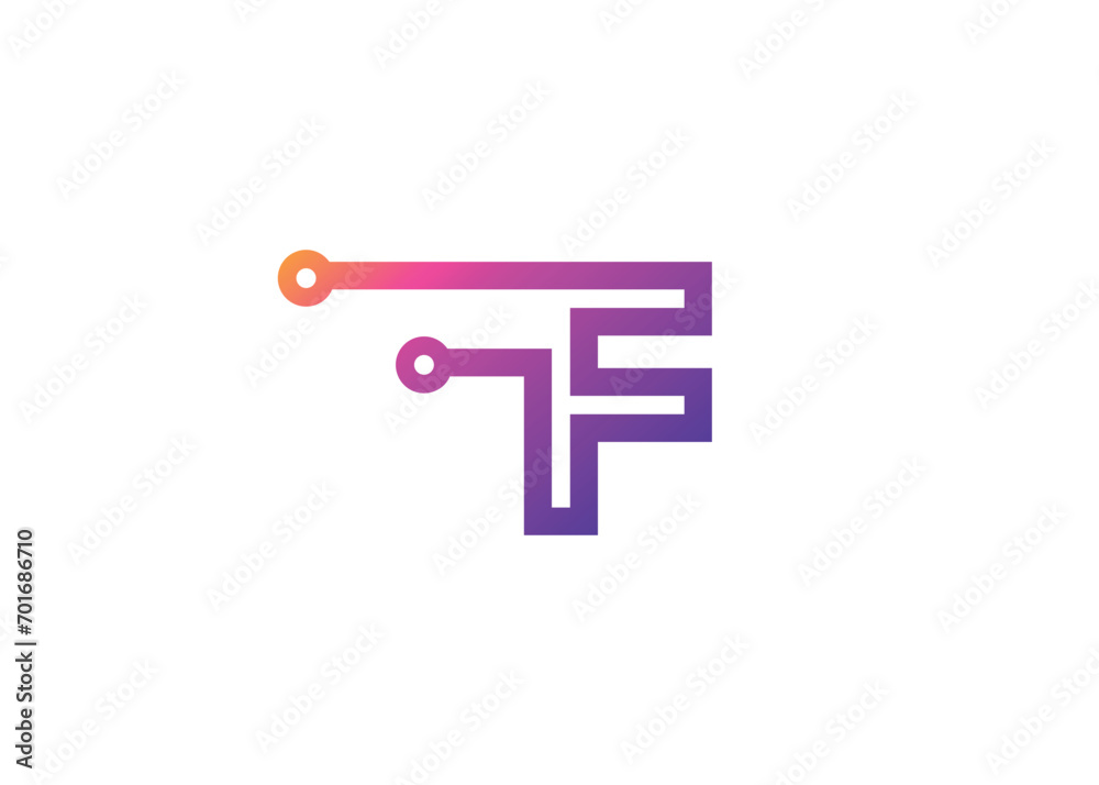 Letter F Technology vector monogram logo design template. Letter F molecule, Science and Bio technology Vector logo