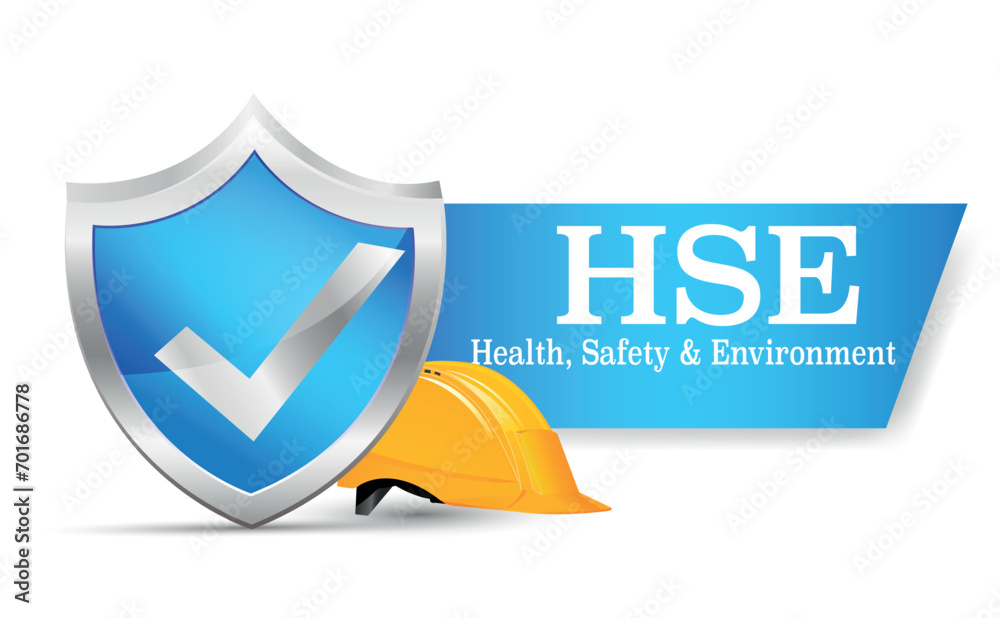 HSE, Health Safety Environment. The standard for safe industrial work and environmental safety. Information poster. - obrazy, fototapety, plakaty 