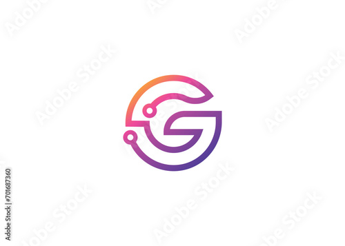 Letter G Technology vector monogram logo design template. Letter G molecule, Science and Bio technology Vector logo