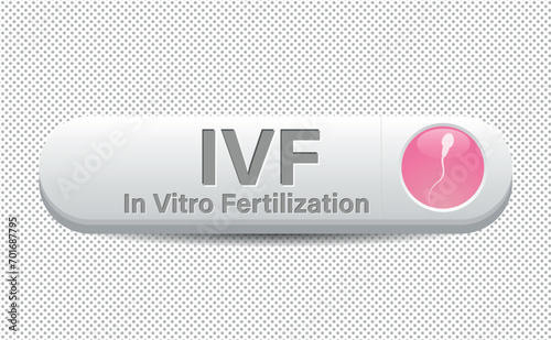 IVF button, In vitro fertilization. Query in the search bar of an Internet browser. Search button. social awareness information poster.