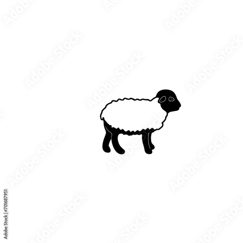 sheep isolated on white background | Black and white sheep vector art