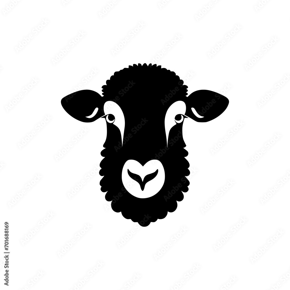 illustration of sheep black and white | Vector of sheep head on white background svg