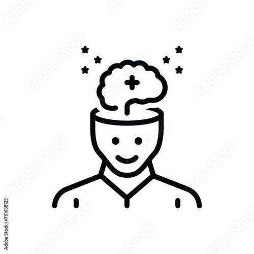 Black line icon for positive mindset 