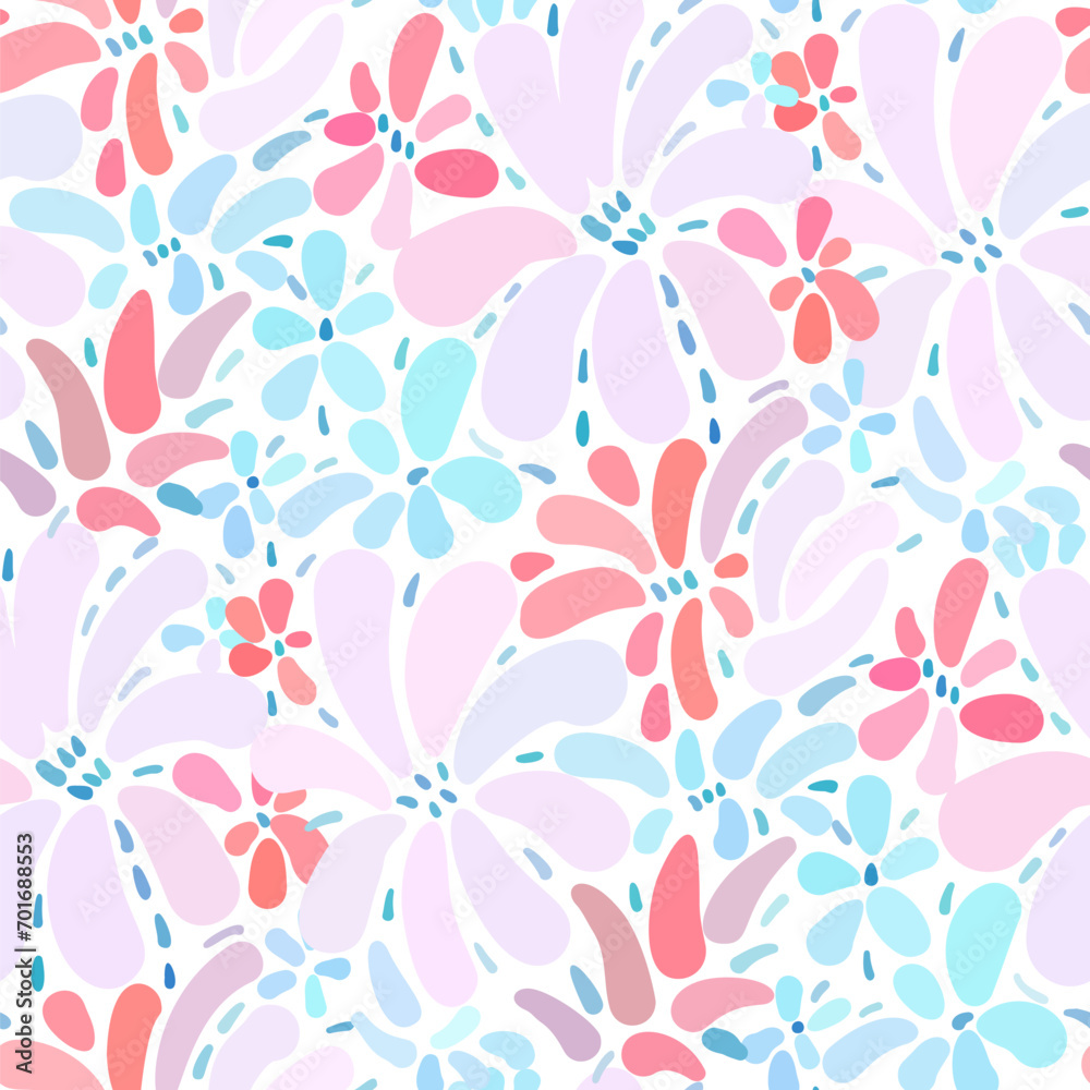 Seamless pattern  with flowers in doodle style. Vector