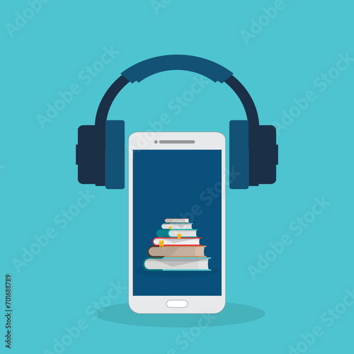 Audio book. Vector illustration of audio books concept.	