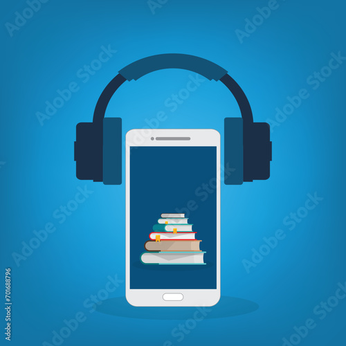 Audio book. Vector illustration of audio books concept.	