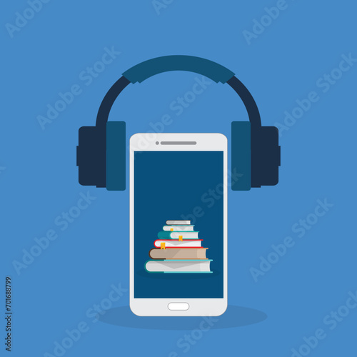 Audio book. Vector illustration of audio books concept.	