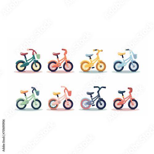 Vector cartoon kids bicycles children bikes for boys