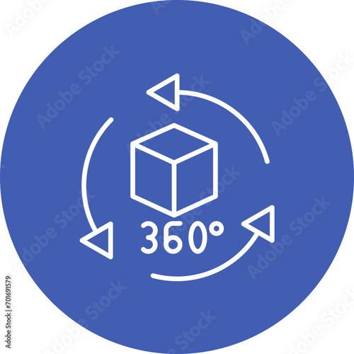 360 Degrees Line Color Icon