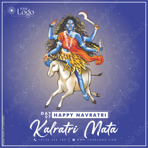 Happy Navratri Day wise post templates design Day 7 - Kaalaratri Mata
