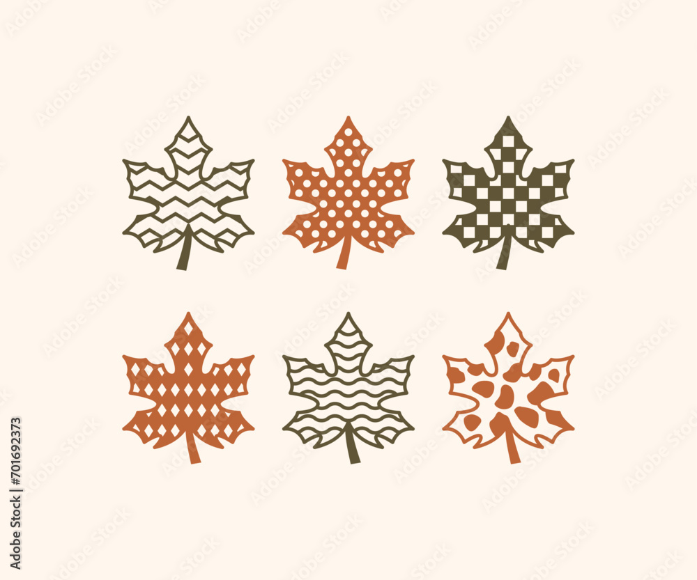 set of maple leaves pattern autumn fall season vector icon design collections set of maple leaves pattern autumn fall season vector icon design collections