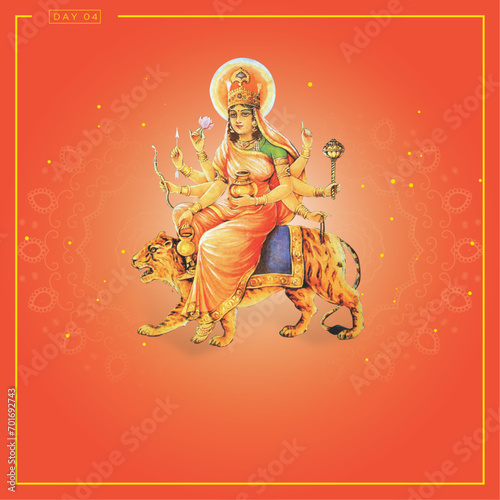 Happy Navratri Day wise post templates design Day 4 - Kushmanda Mata