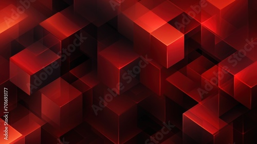 Abstract red geometric cubes block shape graphic pattern background. Generate AI image photo