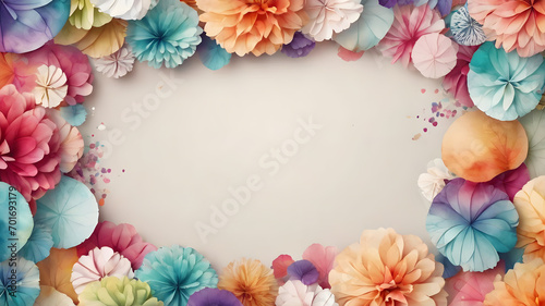 Floral design template with copyspace. Abstract modern floral background design template. AI generated image photo