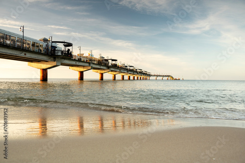 The landscape on the Baltic Sea. Pier in Miedzyzdroje, Poland