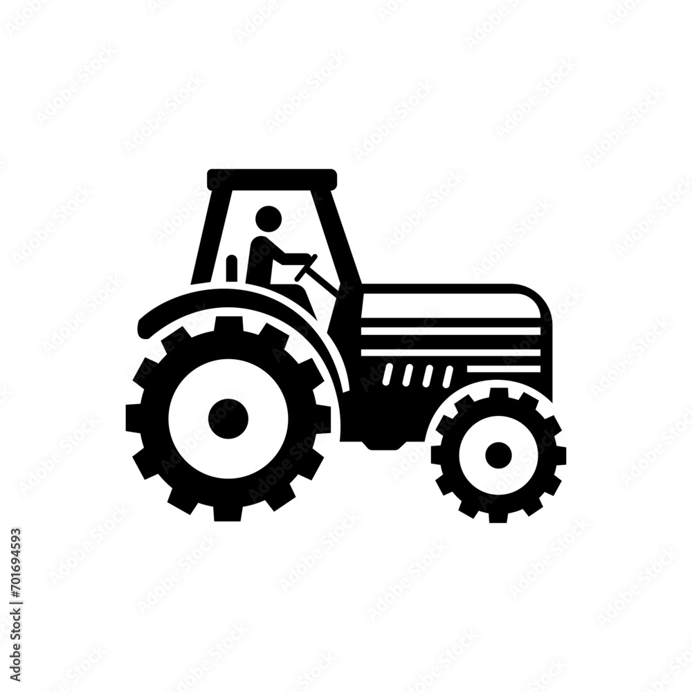 Farming tractor icon logo. Agriculture, farmer concept. Isolated vector illustration Farming tractor icon logo. Agriculture, farmer concept. Isolated vector illustration