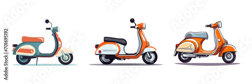 Set scooter icon logo flat style on white background. Vector illustration