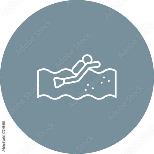 Open Water Diving Line Color Icon