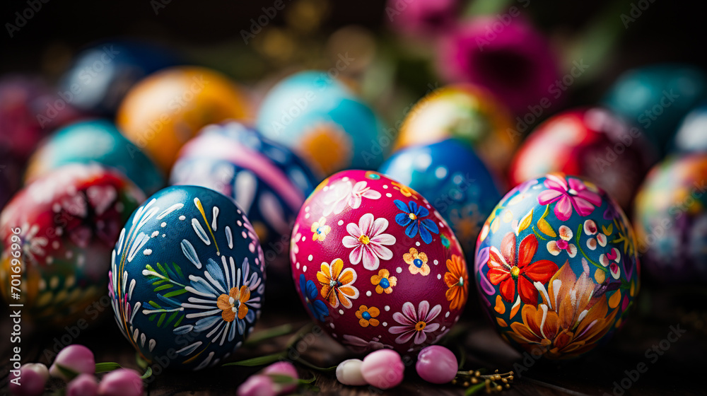 Colorful easter eggs on rustic wooden background Colorful easter eggs on rustic wooden background