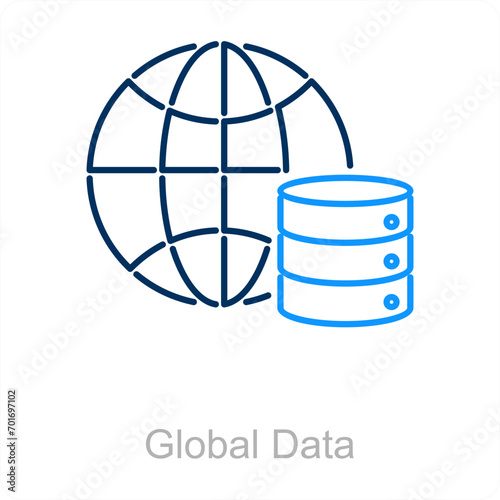 Global Data and global database icon concept