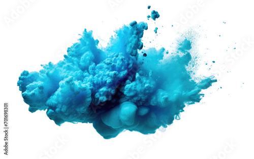Explosive Eruption Unleashes a Cloud of Aquamarine Powder in Blue Color Isolated on a Transparent Background PNG