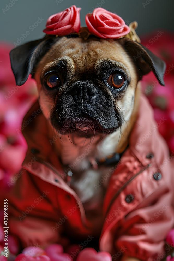Pretty Pug in Pink Floral Bliss