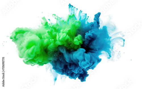 A Stunning Collision of Blue and Green Powders Creates a Captivating Underwater Scene Isolated on a Transparent Background PNG
