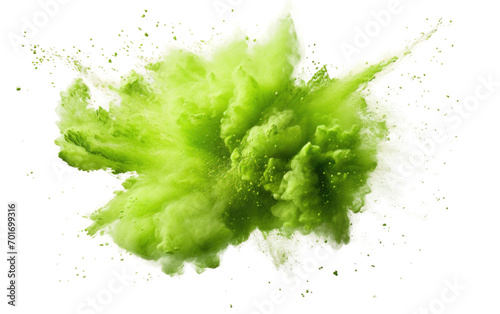 The Dynamic Unleashing of Lush Green and Lime Mix Powder Creates a Captivating Display Isolated on a Transparent Background PNG