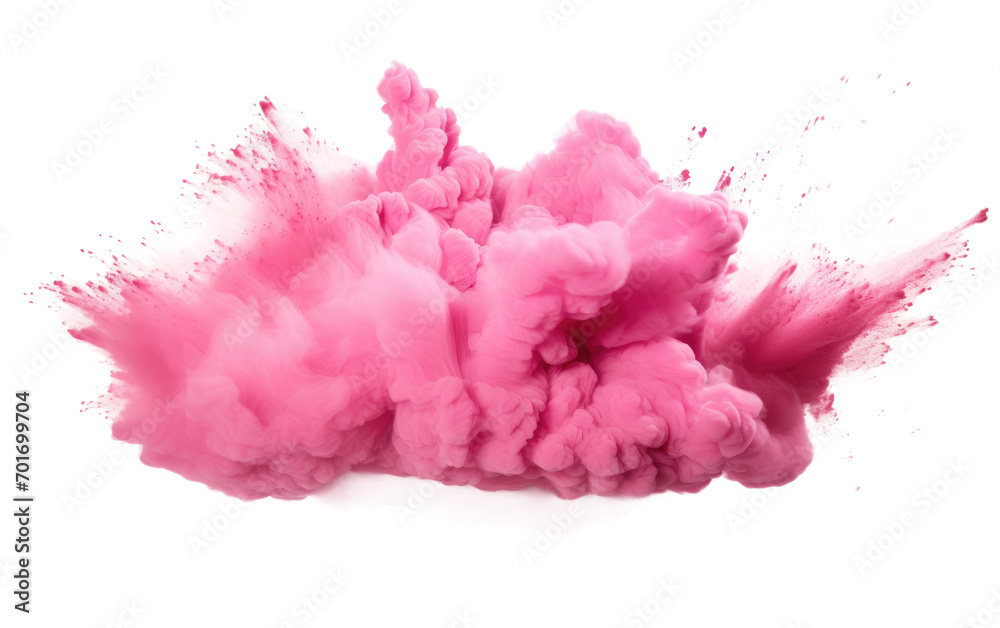 The Dynamic Unleashing of Vibrant Pink Powder Creates a Captivating Display Isolated on a Transparent Background PNG