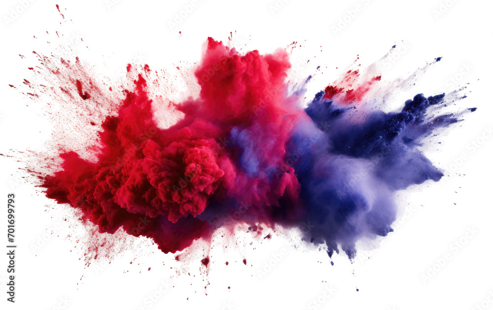 Red and Navy Powders Explode, Unleashing a Visual Dance of Artistic Brilliance Isolated on a Transparent Background PNG