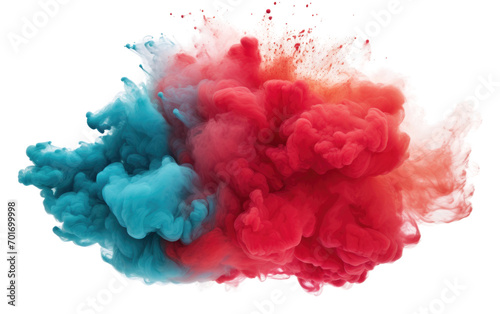A Mesmerizing Explosion of Dynamic Teal and Red Powders Unleashes Vivid Contrasts Isolated on a Transparent Background PNG