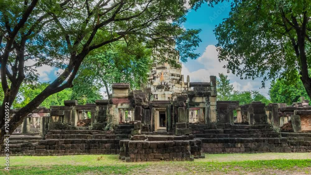 Timelapse of Phanom Wan Castle was built during the ancient times at the historical park on a beautiful clear sky day. Located in Nakhon Ratchasima Province, Thailand. Timelapse of Phanom Wan Castle was built during the ancient times at the historical park on a beautiful clear sky day. Located in Nakhon Ratchasima Province, Thailand.