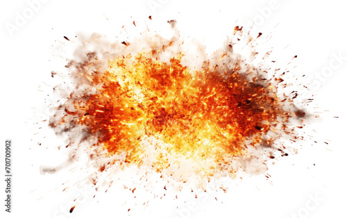 A Dynamic Fire Explosion Synchronizes with a Cascade of Brilliant Sparks Isolated on a Transparent Background PNG