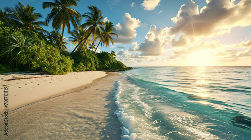 sunset at the beach with palm trees