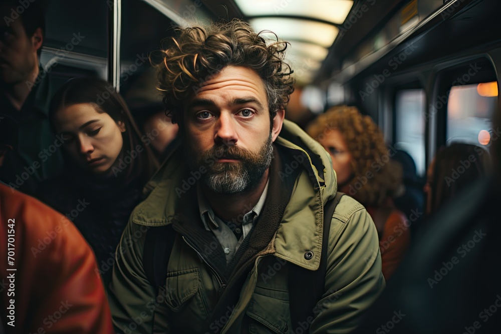 A diverse group of people commencing their morning commute on a city bus. Friendship, public transport and people concept. A diverse group of people commencing their morning commute on a city bus. Friendship, public transport and people concept.