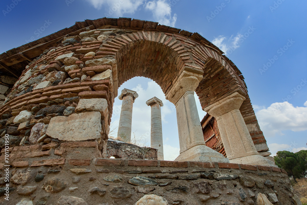 The Temple of Artemis at Sardis, the fourth largest temple of the Ionic order in the world, is an ancient temple on the western slopes of the acropolis, below Mount Tmolos.