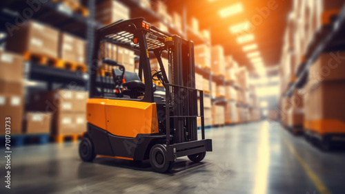 Automated Logistics: Machinery on a Warehouse Background