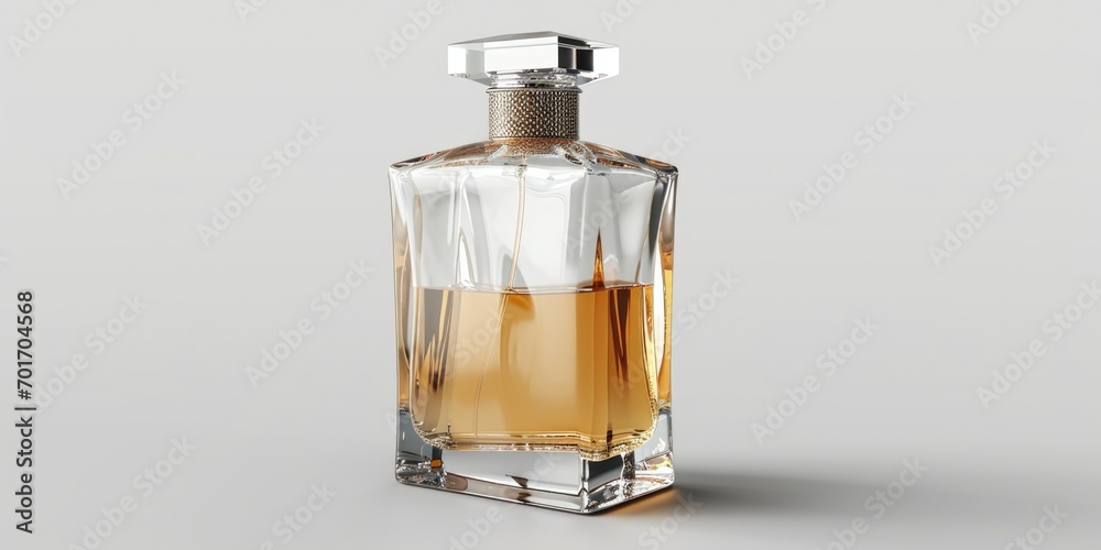 A bottle of perfume sitting on top of a table. Suitable for beauty, fragrance, and lifestyle themes A bottle of perfume sitting on top of a table. Suitable for beauty, fragrance, and lifestyle themes