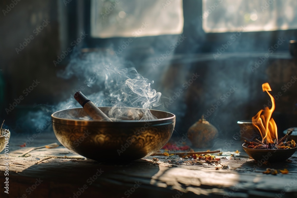 A wooden table with various bowls filled with delicious food. Perfect for food blogs, restaurant menus, and cooking websites A wooden table with various bowls filled with delicious food. Perfect for food blogs, restaurant menus, and cooking websites