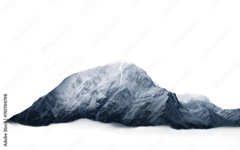A Unleashing Fury Over Snow Clad Mountain Peaks Isolated on a Transparent Background PNG