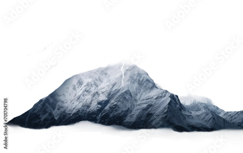 A Unleashing Fury Over Snow Clad Mountain Peaks Isolated on a Transparent Background PNG
