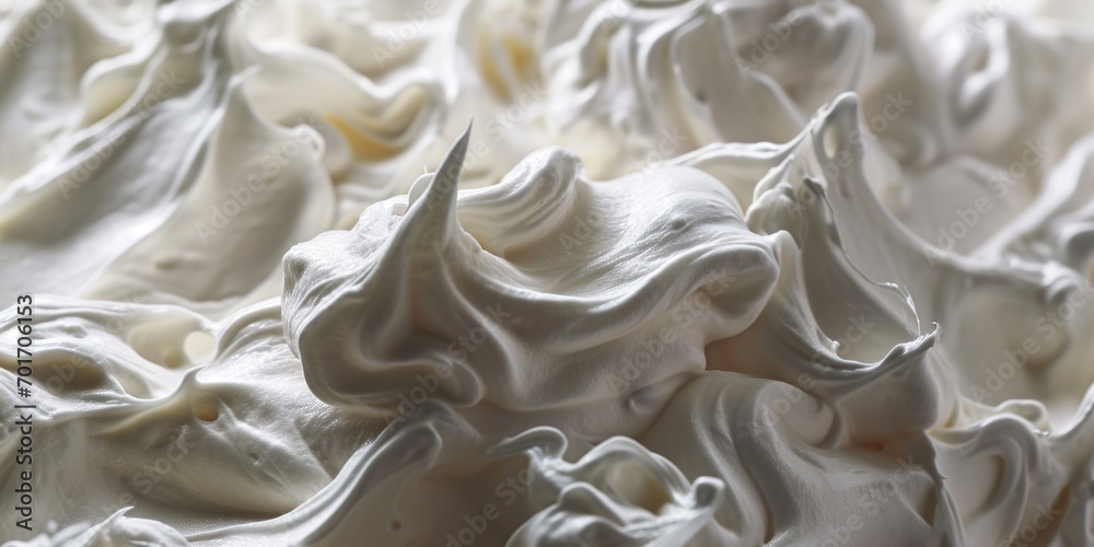 A close-up view of whipped cream on a cake. Perfect for food and dessert-related designs A close-up view of whipped cream on a cake. Perfect for food and dessert-related designs