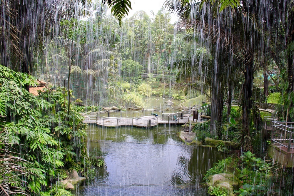 A waterfall in Kuala Lumpur Bird Park A waterfall in Kuala Lumpur Bird Park