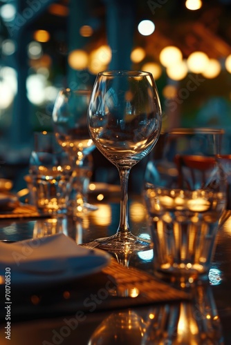 A close-up shot of a wine glass placed on a table. Suitable for various uses © Fotograf