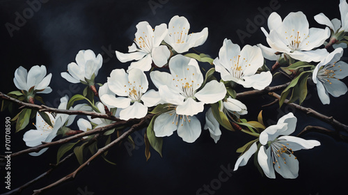 Painting showing beautiful white flowers