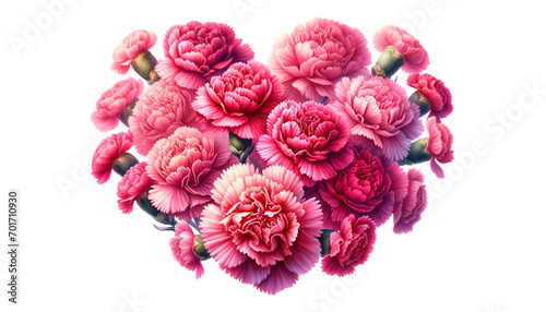 Pink and red carnation flowers in heart shaped. Bouquet flowers for Valentine's day.  © Clip Arts Fusion 