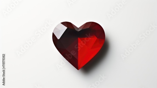 cœur en diamant rouge sur fond blanc © jp