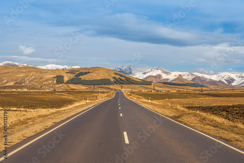 The road toward the mountains in Armenia